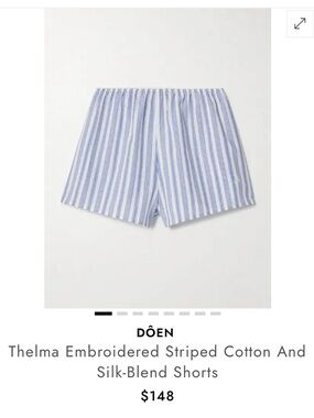 Thelma Embroidered Striped Cotton And Silk-Blend Shorts DOEN size xs